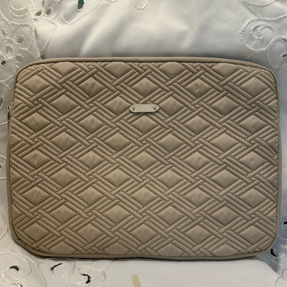 Tumi Quilted Tan Laptop Sleeve